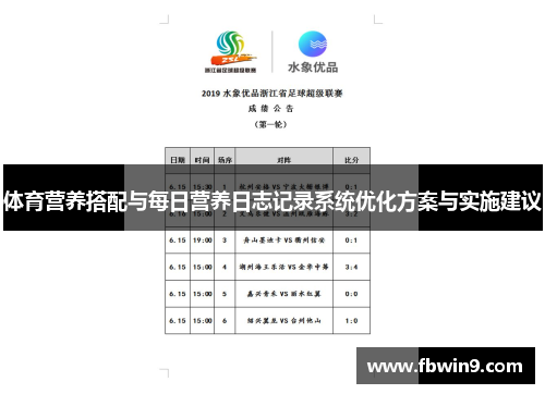 体育营养搭配与每日营养日志记录系统优化方案与实施建议